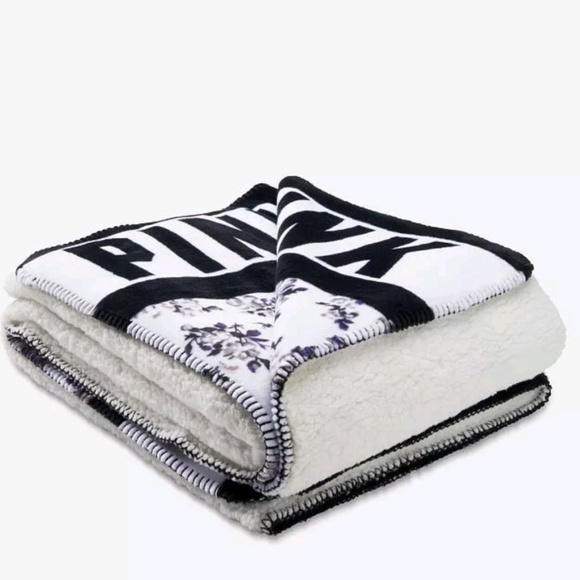 NEW Victoria's Secret PINK Floral Sherpa Blanket! - Picture 2 of 4